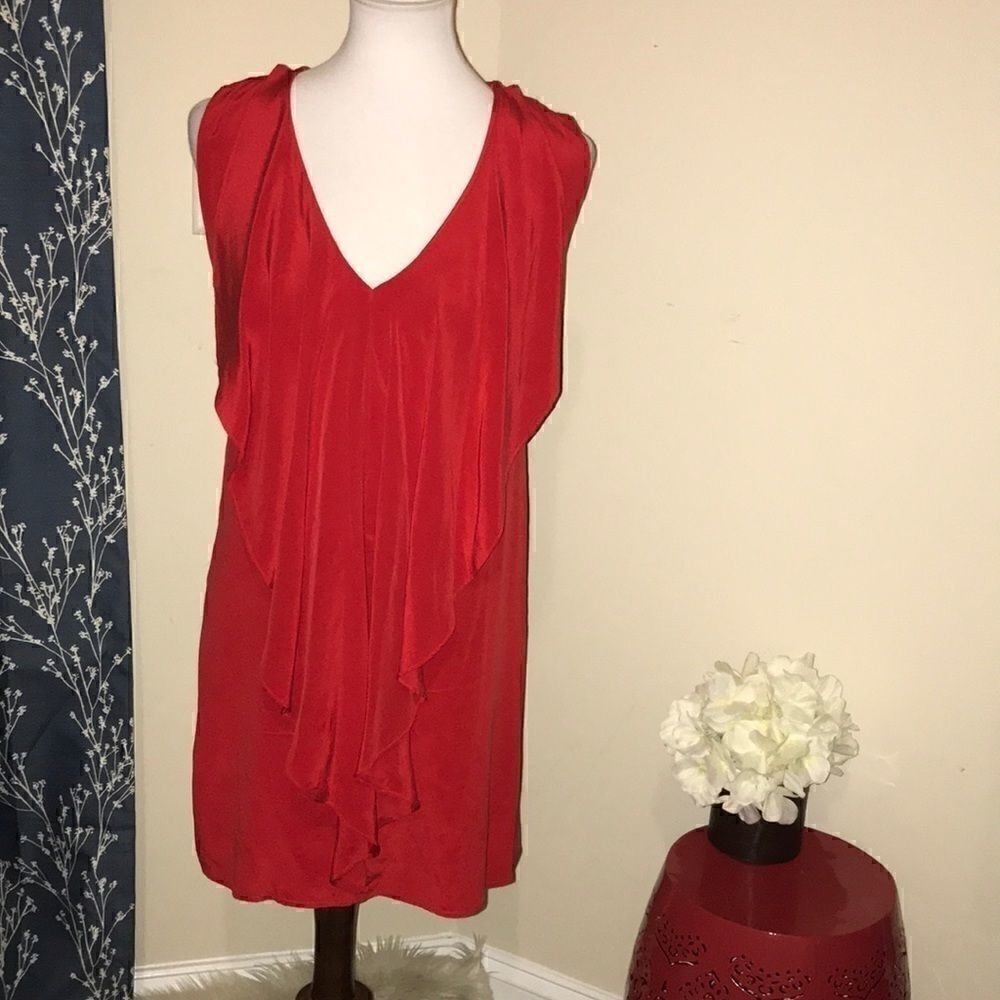 Milly Ruffle Neck Shift Dress with Exposed Zipper